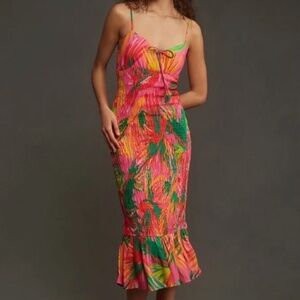 NWOT Farm Rio X Anthropologie ruched dress